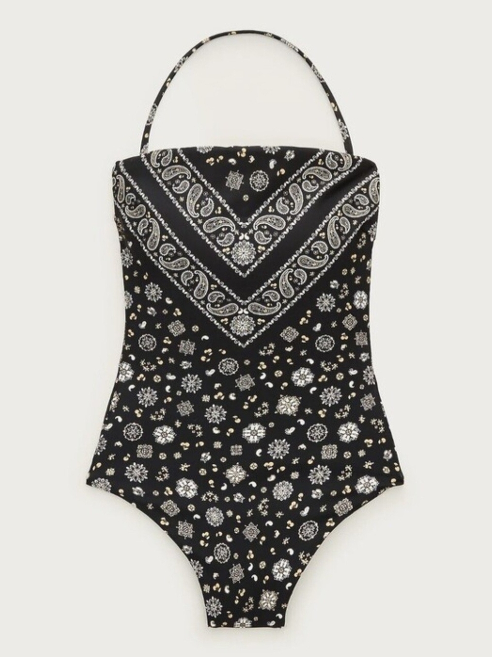 J. Crew Black Bandana-Print One-Piece Swimsuit